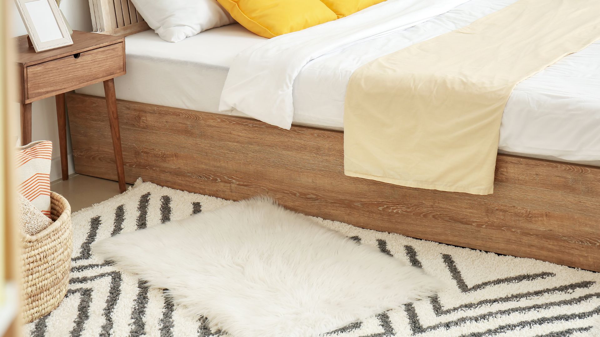 Tappeto contemporaneo moderno bianco per camera da letto